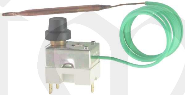 Kapilární termostat havarijní, 1m, +140°C, přepínací kontakt, manuální reset.