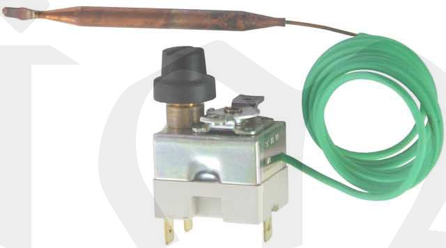 Kapilární termostat havarijní, 1,5m, +90..110°C, přepínací kontakt, manuální reset.