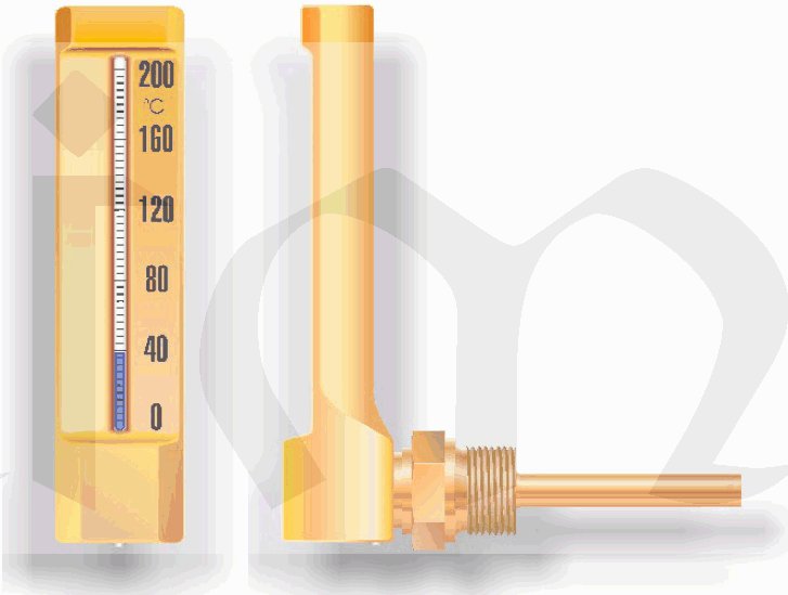 Teploměr úhlový T0204 0..+200°C/150x36mm, 63mm, G1/2"